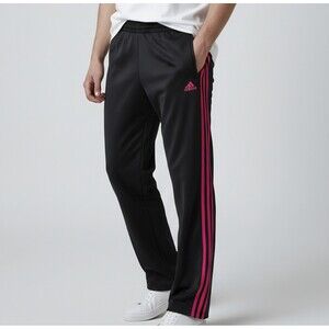 Adidas Track Sweatpants Unisex Black With Pink Stripes Joggers Size M Medium